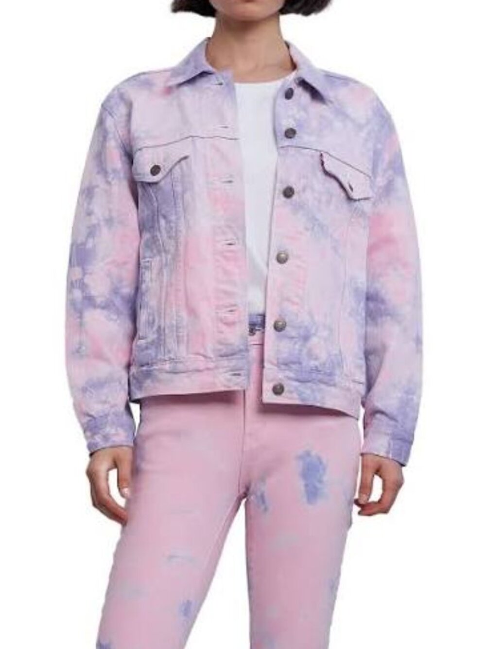 Levi's Women's  Ex-boyfriend Trucker Jacket Size M Tie Dye Multi-Color NEW